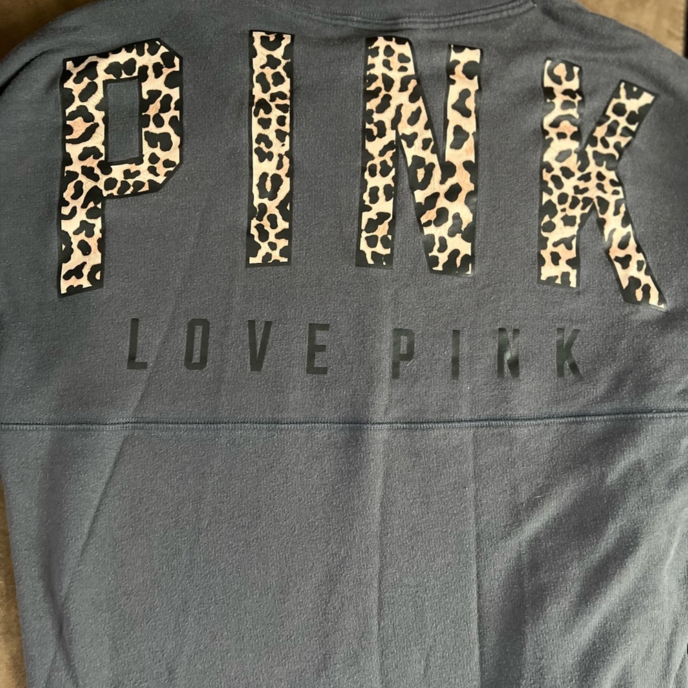 HTF PINK leopard crew